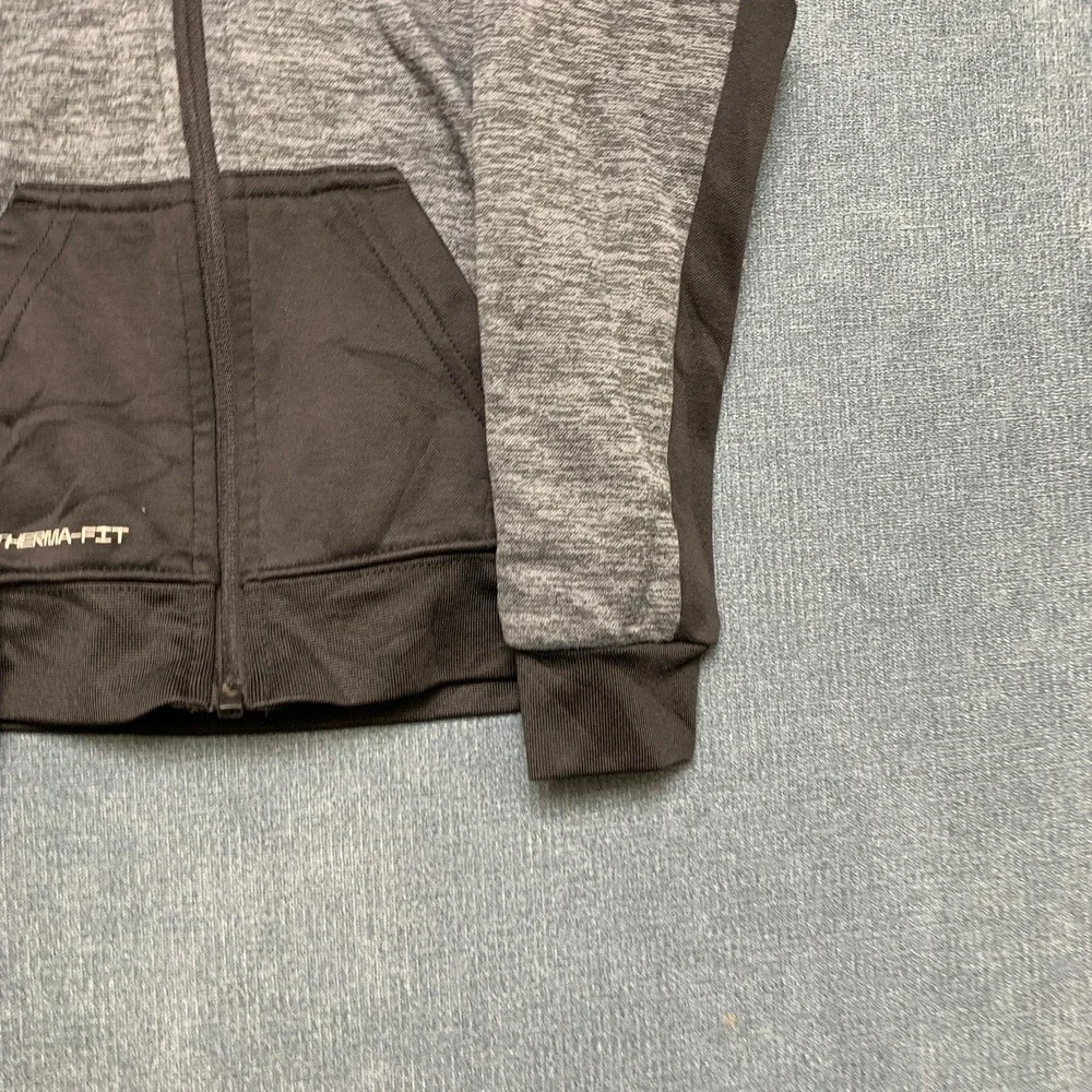 Nike Therma Fit Hoodie Boys 4T Heather Gray Black Swoosh Logo Athletic Full Zip